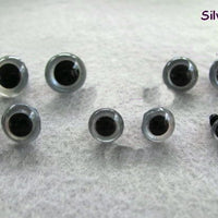Silver/Grey Teddy Bear Eyes   Sizes 6mm - 30mm  Sold in Lot of 5 Pairs! - 6mm - 10mm - 16mm - 21mm - 24mm - 30mm