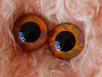 22mm Hand Painted Eyes  - Orange & Purple
