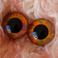 22mm Hand Painted Eyes  - Orange & Purple