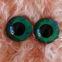 22mm Hand Painted Eyes - Green + Royal Blue