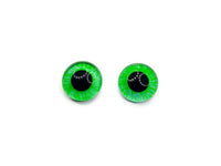 20mm Hand Painted Eyes - Fluro Green + Blue
