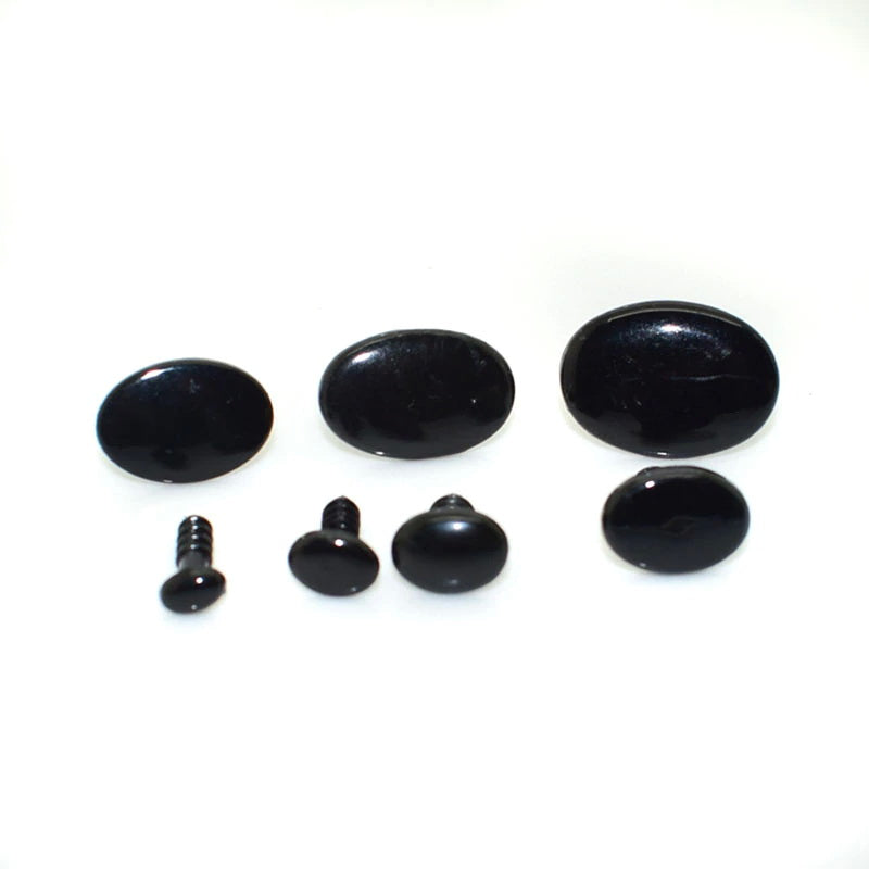 Oval Black Dome Eyes  Sizes  6mm - 15mm     Sold in Pairs of 2! - 5mm x 6mm - 6mm x 8mm - 7mm x 10mm - 9mm x 12mm - 10mm x 13mm - 11mm x15mm