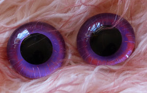 24mm Hand Painted Glass Eyes - Purple Haze