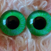20mm Hand Painted Eyes - Fluro Green + Blue