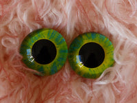 22mm Hand Painted Eyes - Yellow + Teal
