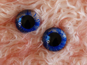 22mm Hand Painted Eyes - Blue and Gold