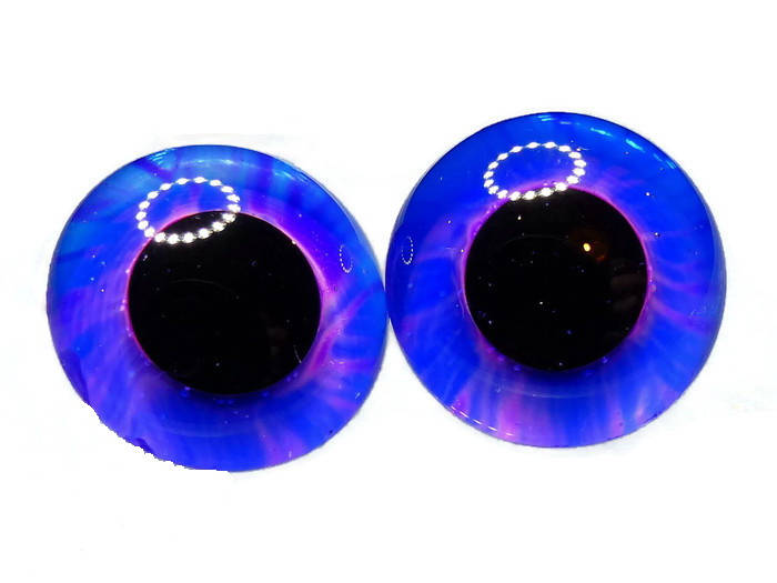16mm Hand Painted Eyes -  Sapphire and Lavender