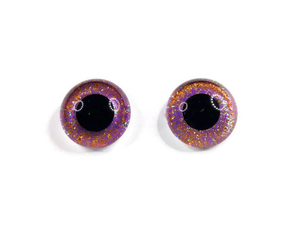 22mm Hand Painted Eyes - Amethyst Sparkle