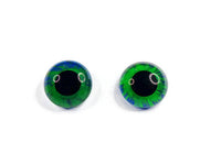 22mm Hand Painted Eyes - Green + Royal Blue
