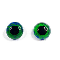 22mm Hand Painted Eyes - Green + Royal Blue