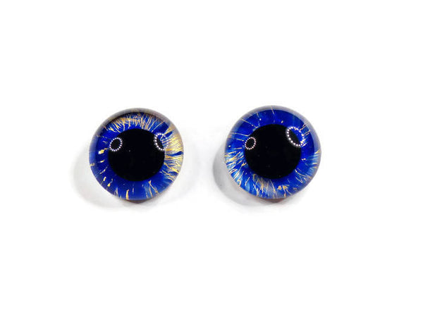 22mm Hand Painted Eyes - Blue and Gold
