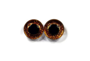 18mm Hand Painted Eyes - Sparkle Series - Gold Sparkle