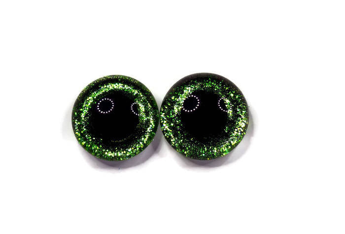 18mm Hand Painted Eyes  - Sparkle Series - ST PADDY SPARKLE