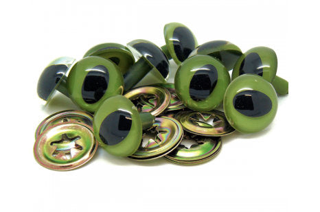 Olive Green Cat Eyes  12mm 15mm 18mm  Sold in packs of 2 pairs! - 12mm - 15mm - 18mm