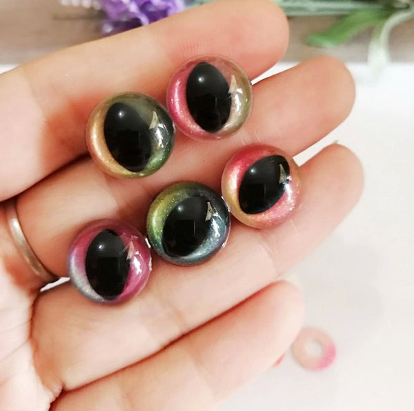 Rainbow Cat Eyes 15mm & 18mm  Sold in Packs of 2 PAIRS! - 15mm - 18mm