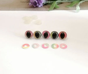 Rainbow Cat Eyes 15mm & 18mm  Sold in Packs of 2 PAIRS!