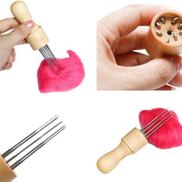 Wooden Needle Felting Punch Tool w/ 8 Needles included
