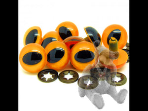 Yellow Orange Cat Eyes  7.5mm 9mm  Sold in Packs of 2 PAIRS! - 7.5mm - 9mm